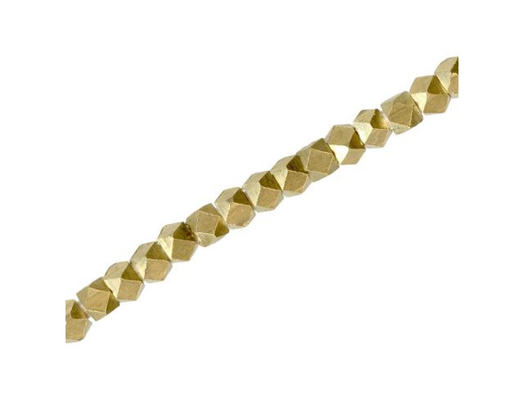 Brass Beads, Faceted Cube, 4.5mm - Special Purchase (strand)