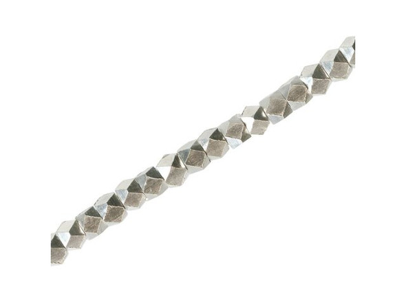 Silver Plated Beads, Faceted Cube, 4.5mm, Special Purchase (strand)