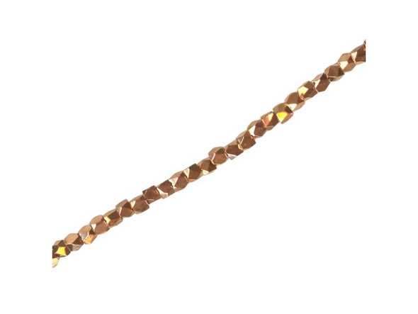 Copper Plated Beads, Faceted Cube, 2.5mm (strand)