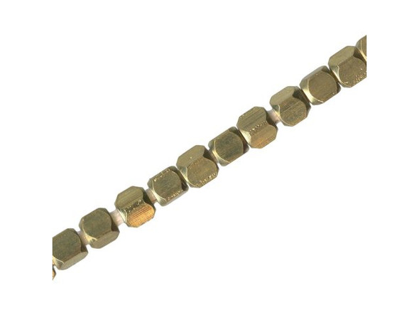 Antiqued Brass Plated Beads, Faceted Rectangle, 4.7x5.4mm - Special Purchase (strand)