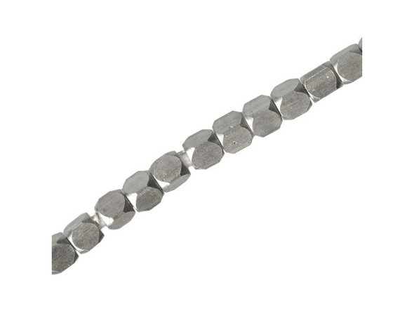Antiqued Silver Plated Beads, Faceted Rectangle, 4.7x5.4mm - Special Purchase (strand)