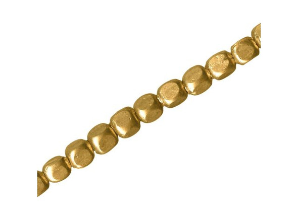 Antiqued Brass Plated Beads, Cornerless Cube, 5-6mm - Special Purchase (strand)