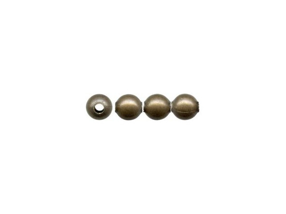 Antiqued Brass Plated Metal Beads, Round, 3mm (100 Pieces)