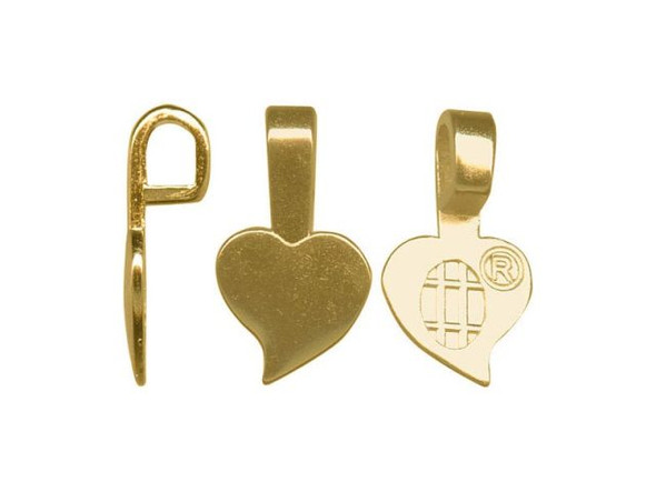Aanraku Gold Plated Jewelry Bail, Cast, Small Heart (pack)
