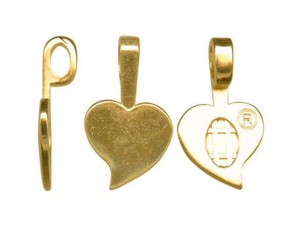 Aanraku Gold Plated Jewelry Bail, Cast, Large Heart (pack)
