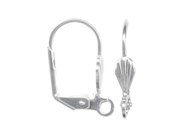 Sterling Silver Leverback Ear Wire, with Shell (pair)