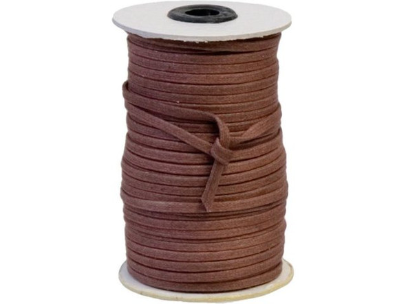 Flat Waxed Cotton Cord, 3mm, 50-meter - Medium Brown (Spool)