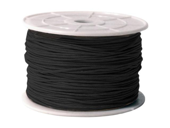 Braided "Cotton" Cord, 1mm, 100m - Black (100 meter)