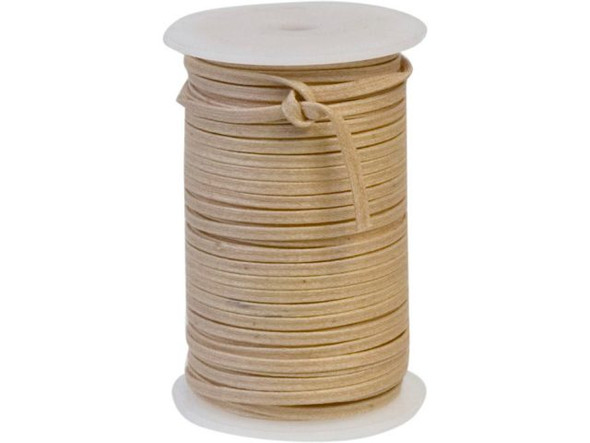 Flat Waxed Cotton Cord, 3mm, 50 meter - Natural (Spool)