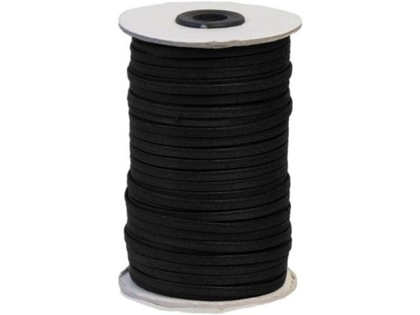 Flat Waxed Cotton Cord, 3mm, 50 meter - Black (Spool)
