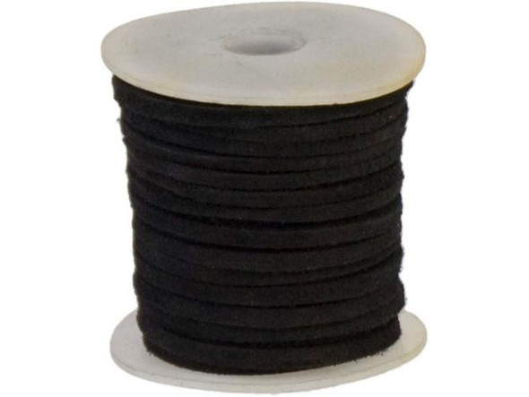 Suede Lace Cord, 3mm, 25-meter - Black (Spool)