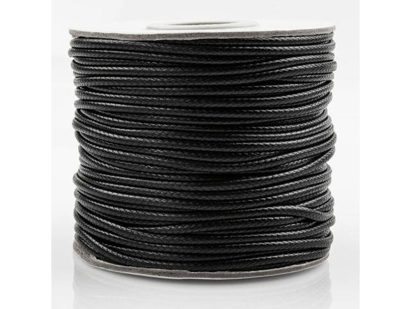 Braided "Cotton" Cord, 2mm, 50m - Black (50 meter)