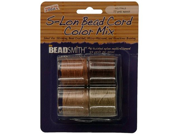 The BeadSmith Super-Lon, Bead Cord Color Mix - Neutrals Mix (pack)