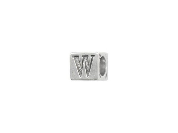 Sterling Silver Bead, Letter, 5.6mm, W (Each)