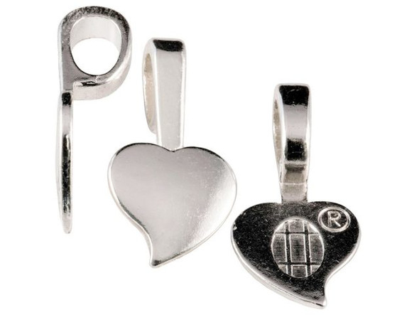 Aanraku Silver Plated Jewelry Bail, Cast, Extra Large Heart (pack)