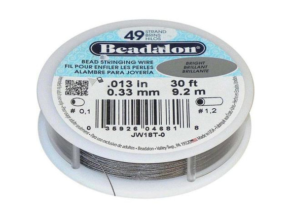 Beadalon 49-Strand Bead Stringing Wire 0 018-inch Satin Silver 30-Feet