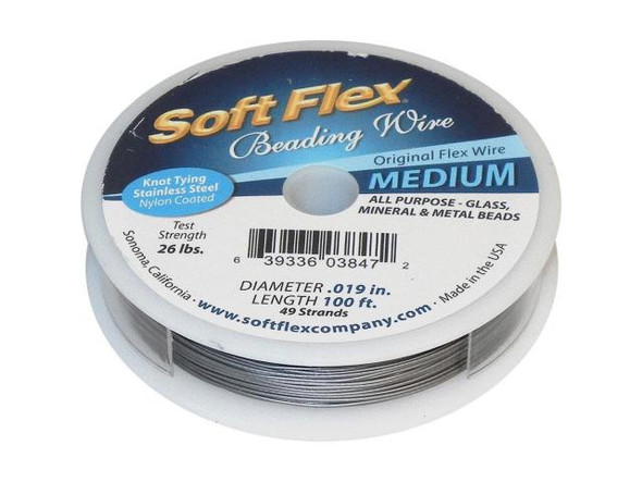 Soft Flex Stainless Steel Beading Wire, 0.019", 49 strand,100' - Steel (100 foot)