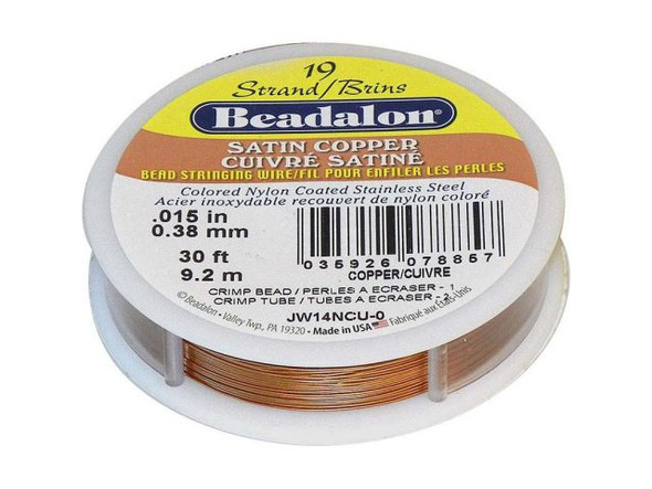 Beadalon Beading Wire, 19 Strand, 0.015", 30' Spool - Copper Satin (30 foot)