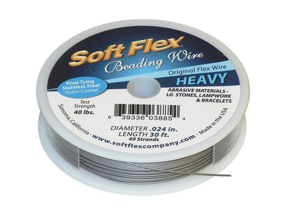 61-983-49-87 Soft Touch Stainless Steel Beading Wire, 0.019, 49 strand,  30' - Steel - Rings & Things