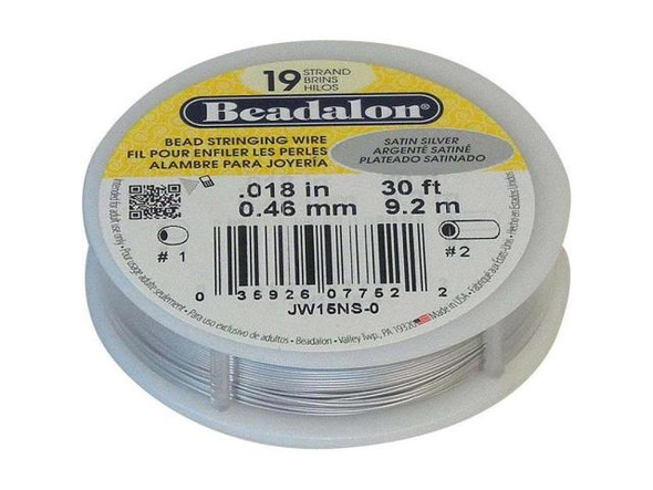 Beadalon 19 Strand, 0.018", 30' Spool - Silver Satin (30 foot)