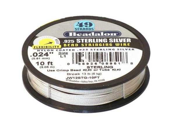 What is Beadalon?     Durable, flexible, multistrand twisted  wire cable with a smooth abrasion-resistant nylon coating.    Very easy to use - no needle required. Instead of knotting,  finish the ends with crimp beads.    Kink resistant: the higher the strand count, the better the  resistance. 7-strand is similar to other brands of tigertail but  has a smoother coating, and 19-strand is even more supple than 7-strand. Beadalon 49 Strand is the softest and most flexible of all Beadalon varieties.    For best durability use the largest diameter that fits your  beads, and the largest number of strands (7, 19 or 49) that fit  your budget.    Beadalon does not stretch, even with heavy beads. Great for  crystal necklaces, gemstones, handmade glass beads, delicate seed beads, freshwater pearls, and anything  that you want to last for decades.For help choosing the perfect size of crimp beads for each size of Beadalon, see Crimps & Cable Size Chart.   See Related Products links (below) for similar items and additional jewelry-making supplies that are often used with this item.