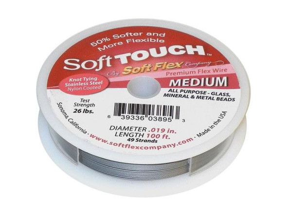 Soft Touch Stainless Steel Beading Wire, 0.019", 49 strand, 100' - Steel (Spool)