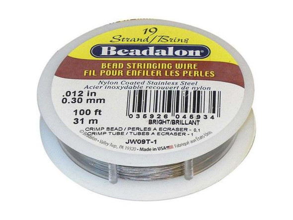 61-730-19-87 Beadalon Beading Wire, 19 Strand, 0.024, 100' Spool - Bright  Steel - Rings & Things