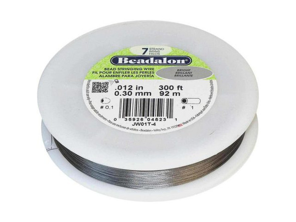 Beadalon Beading Wire, 7-Strand, 0.012", 300' Spool - Bright Steel (300 foot)