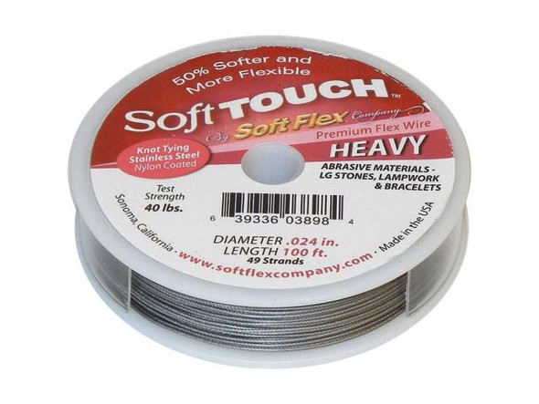 Soft Touch Stainless Steel Beading Wire, 0.024", 49 strand, 100' - Steel (Spool)