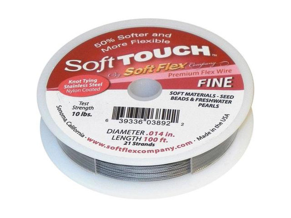 Soft Touch Stainless Steel Beading Wire, 0.014", 21 strand, 100' - Steel (Spool)