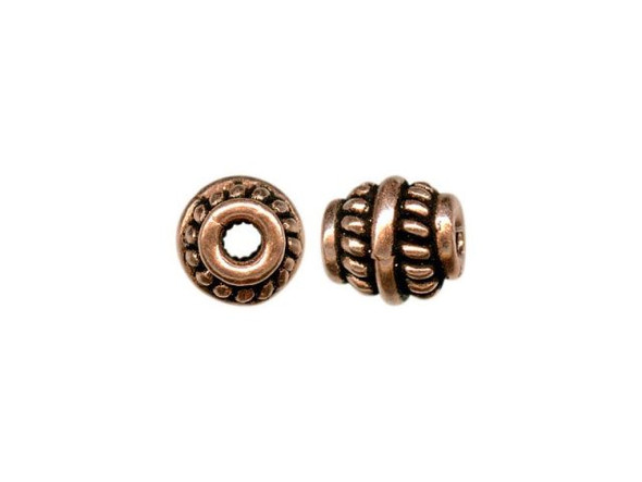 Copper Beads, Barrel with Rope Coils (strand)