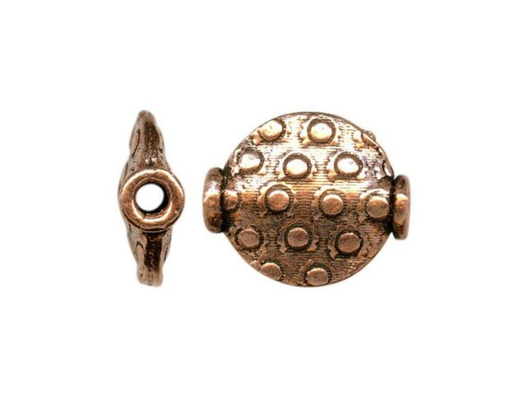 Handmade Copper Beads, Puffed Coin, Dot Pattern (strand)