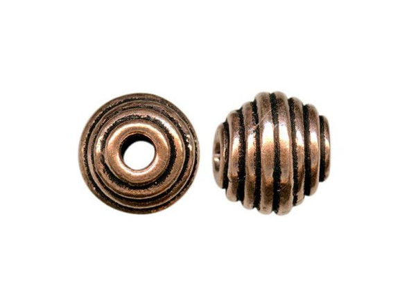 Handmade Copper Beads, Round, Grooved (strand)
