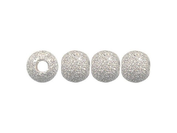 Sterling Silver Beads, Round, 6mm Stardust (10 Pieces)