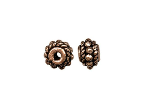Handmade Copper Beads, Flower, Rope Edges (strand)