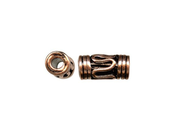 Handmade Copper Beads, Tube, Wavy Design (strand)