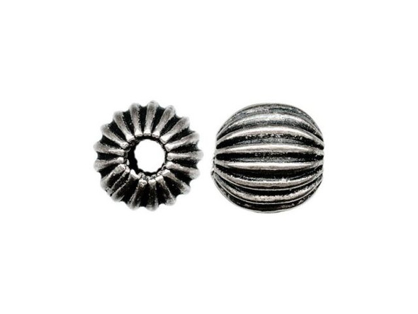 Sterling Silver Twist Corrugated Round Beads 925 Silver Spacer