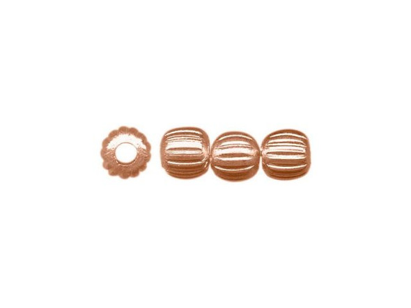 Handmade Copper Beads, Corrugated Round, 4mm (strand)