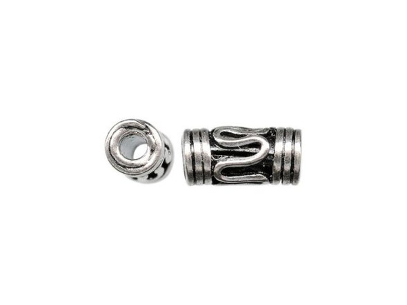 Silver Plated Metal Beads, Tube, Wavy Design (strand)