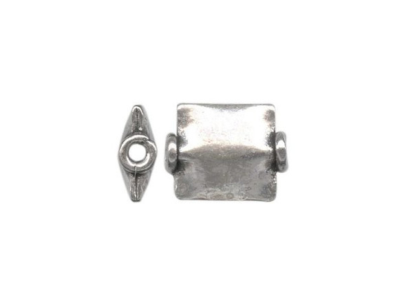 Silver Plated Metal Beads, Puffed Square (strand)