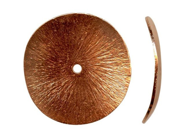 Handmade Copper Beads, Wavy Disk, 24mm (strand)