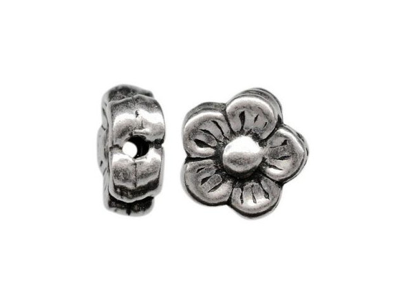 Silver Plated Metal Beads, Flower, Side-Drilled (strand)