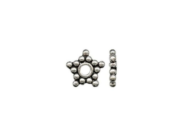 Silver Plated Metal Beads, Spacer, Flat Star (strand)