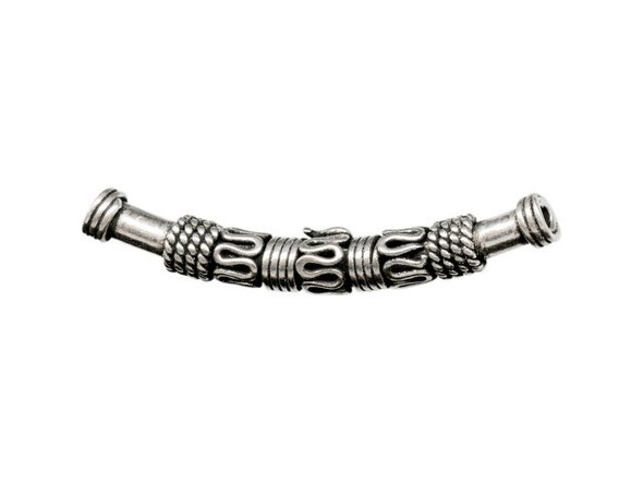 Silver Plated Metal Beads, Curved Tube (strand)