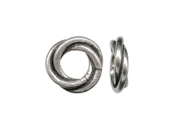 Handmade Silver Plated Beads, Ring, Triple Twist (50 Pieces)