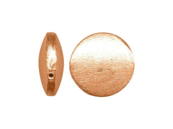 Handmade Copper Beads, Puffed Coin, 14mm (strand)