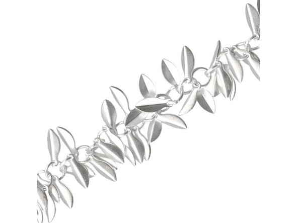 Matte Silver Plated Folded Leaf Chain (meter)