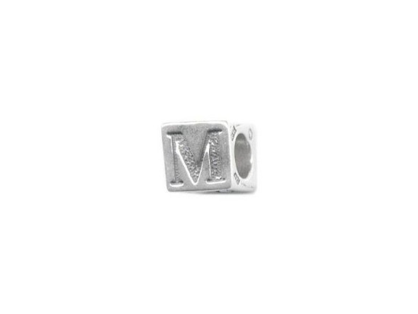 Sterling Silver Bead, Letter, 5.6mm, M (Each)