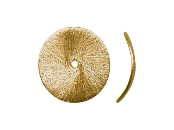 Brass Plated Beads, Wavy Disk, 16mm (strand)