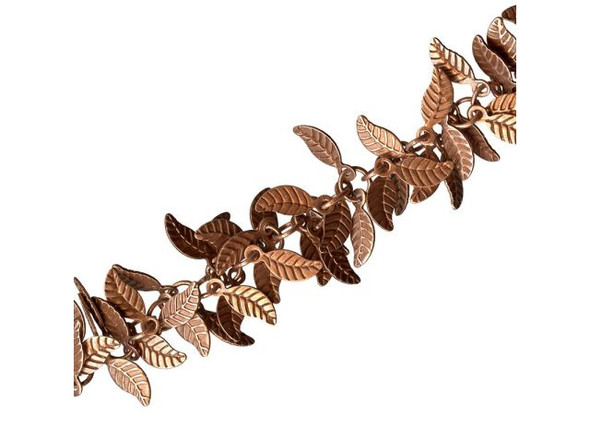 Antiqued Copper Plated Leaf Chain (meter)